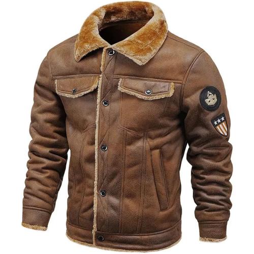 Men's Distressed Brown Genuine Sheepskin Leather Jacket