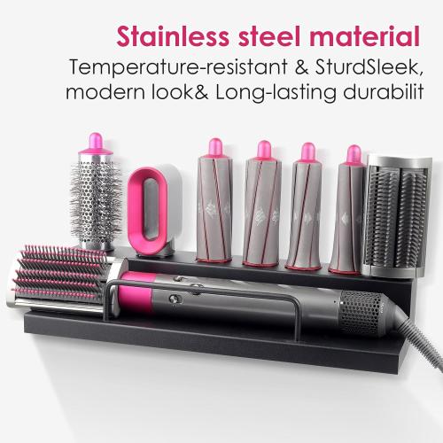 Black DALUOBO Storage Holder for Dyson Airwrap Curling Iron Accessories Wall Mounted Rack Bracket Stand with Adhesive for Home Bathroom Organizer Black