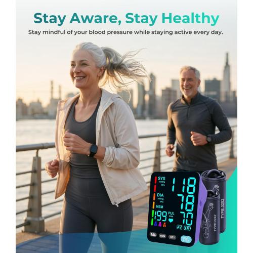Automatic Upper Arm Blood Pressure Monitor, 3*199 Sets Memory, Purple