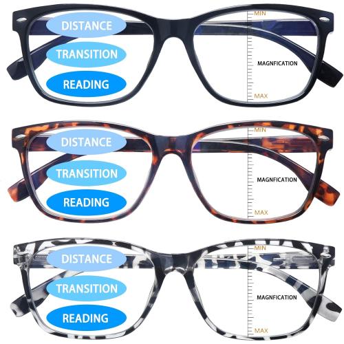 3 Pack Progressive Multifocus Reading Glasses for Women Men Blue Light Blocking Multifocus Spring Hinges Readers (3 Mix Color, 1.25, multiplier_x)