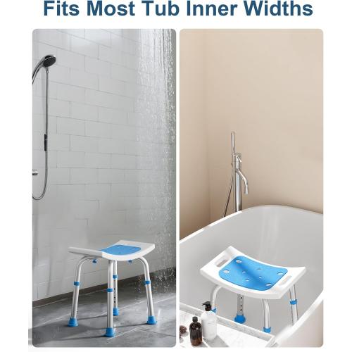 Shower Chair for Inside Shower, FSA/HSA Eligible 400 lbs Adjustable Shower Stool with Suction Feet, Shower Seat for Inside Tub Bathroom Bench Bath Chair for Elderly and Disabled