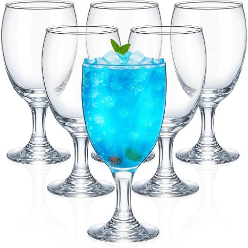 Patelai Set of 6 Water Goblet, 16 oz Clear Drinking Glasses Bulk Dishwasher Safe, Stemmed Water Glass for Juice Wine Beer Tea Sangria Cold Beverages, Reusable Glassware for Home Party Restaurant