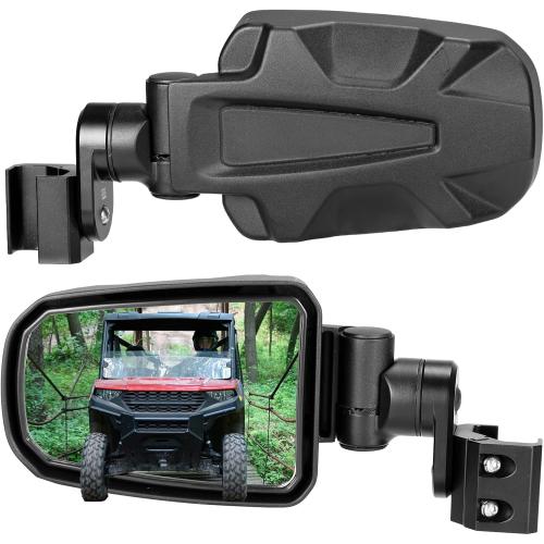 KEMIMOTO Adjustable Surface Pro-Fit Side Mirrors, Aluminum Clamp Mirrors | Compatible with Polaris Ranger General Can-Am Defender Maverick Trail