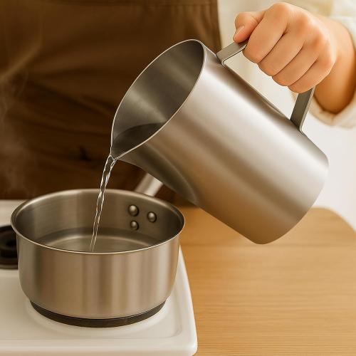 Stainless Steel Measuring Cup with Handle and Pour Lip, 2000ml 70OZ Metal Pitcher with Oz And ML Marking, Heavy-Duty Milk Frothing Jug for Coffee Latte Art, Commercial and Home Kitchen