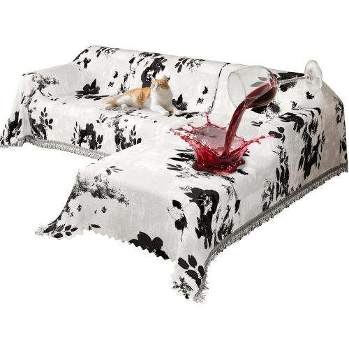 Sectional Couch Covers for Sectional Sofa 1OO% Waterproof L Shaped Couch Cover Blanket Dog Pet Friendly 2 pcs Chenille Washable L Shape Sofa Cover Protector (XX-Large, Black Flower)