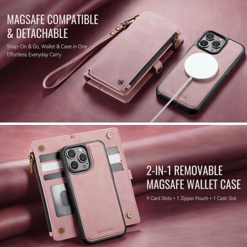 Defencase for iPhone 16 Pro Max Case Wallet Compatible with Magsafe, Pink