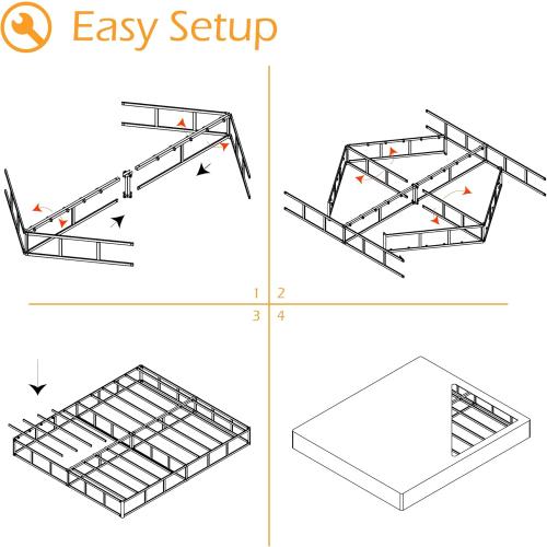 Cal King Box Spring 4 Inch Low Profile, Heavy Duty Metal Box Spring Bed Base with Fabric Cover, Mattress Foundation, Easy Assembly, Noise Free, Black
