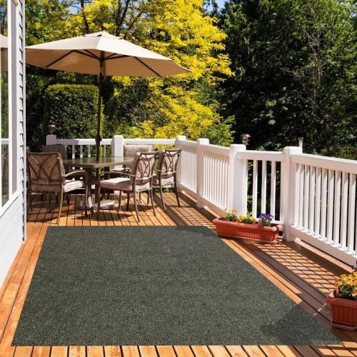 Size 2' x 5'  Color Black KOECKRITZ Washable Artificial Grass Rug Runners: 2', 3', 4', 6' Widths & up to 100' Lengths - Ideal Economy Turf for Outdoor, Hallways, Kitchens |Ultra-Thin Carpet | Black/Taupe