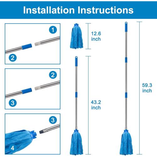 KeFanta Mop, Microfiber Cloth Mops for Floor Cleaning, 49 Long Handle