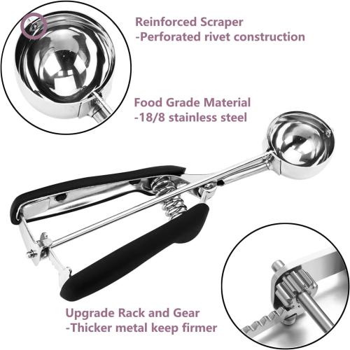 Ice Cream Scoop, 18/8 Stainless Steel Cookie Scoop, Cookie Scoops for Baking, 2 Tbsp/ 30 ml/ 1 oz Cookie Dough Scoop, Ice Cream Scooper with Trigger Release, Cookie Scooper for Baking
