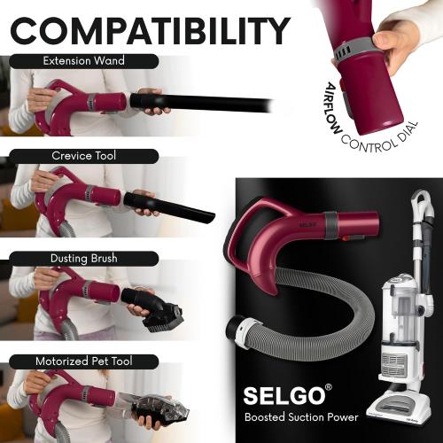 Upgraded Replacement Hose Handle - Premium Quality Shark OEM Vacuum Cleaner Hose Handle - Shark Navigator Rotator Lift-Away Upright for CU520 Series (Burgundy)