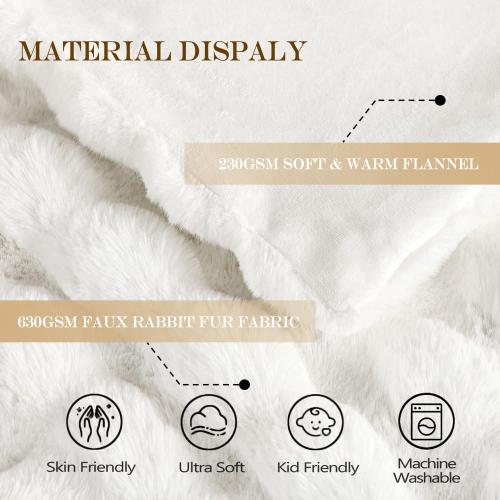 Latepis Faux Fur White Blanket Cozy Thick Bubble Throw for Couch Sofa Bedroom Furry Soft Warm Luxury Twin Blanket for Bed 60x80 Inch, 860gsm