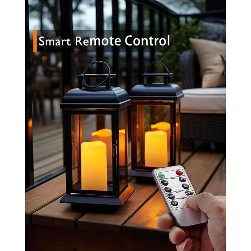 Homemory Outdoor Waterproof Flameless LED Candles with Remote Timer, 3 Pack | D3xH456, battery operated flickering LED pillar c, les, porch, patio, garden, lanterns, fall , Halloween outdoor decor