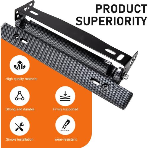 Car License Plate Mount, Adjustable Flip Up License Plate Relocator Bracket, Stable Car Front/Rear License Plate Holder, Universal Racing Style Modification Accessories (Carbon Fiber)