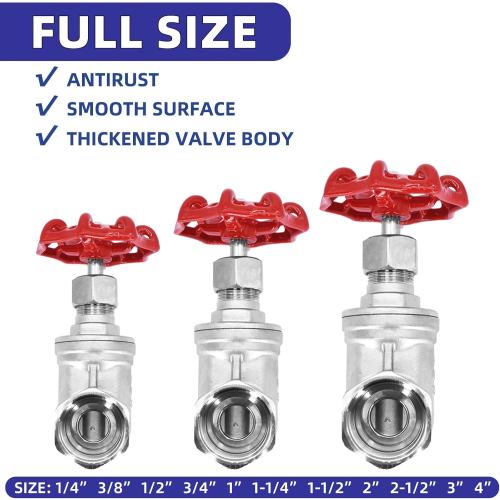 2 NPT Stainless Steel Gate Valve, Heavy Duty Female x Female Thread Manual Rotary Sluice Valve with Wheel Handle for Water, Oil, Gas, Industrial Plumbing, and HVAC Systems (2, DN50)