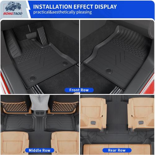 Rongtaod 6 Seats Floor Mats Compatible with 2020-2025 2026 Ford Explorer Captain Chairs Trunk Liner Cargo Liner Cargo Mat 2024 Explorer Accessories (Floor Mats Trunk Mat with Backrest Mat)