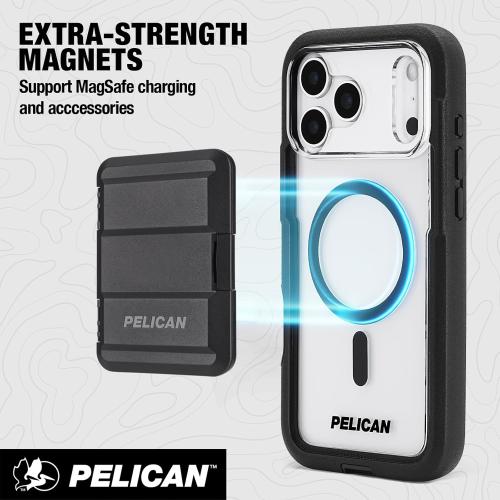 Pelican Voyager iPhone 17 Pro Max Case [Compatible with MagSafe] Rugged Phone Case, 24ft Military-Grade Drop Protection - Heavy Duty Cover w/Belt Clip Holster for iPhone 17 Pro Max - Black/Clear