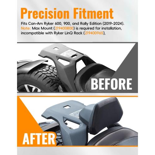 1up Driver Backrest for Can-Am Ryker 900, 600, Sport, Rally Edition, Adjustable Angle Lumbar Support Sport Driver Backrest Kit for Can Am Ryker 2019-2024 Accessories, Replace OEM #219400960