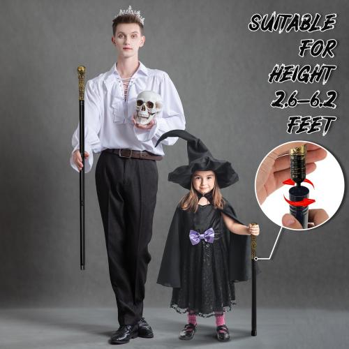 Costume Pimp Cane, 42 Metal Prop Stick with Antique Gold Plastic Handle Cosplay Accessories for Halloween Dress-up Party, Suit for All Ages