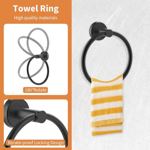 COLOR SILVER Cilee 10 Piece Matte Black Bathroom Hardware Set,2 Pack 5 Piece Bathroom Accessories Set Include 24 inch,16 inch Toilet Paper Holder, Towel bar,Towel Ring,Towel Hook,Stainless Steel Wall Mounted