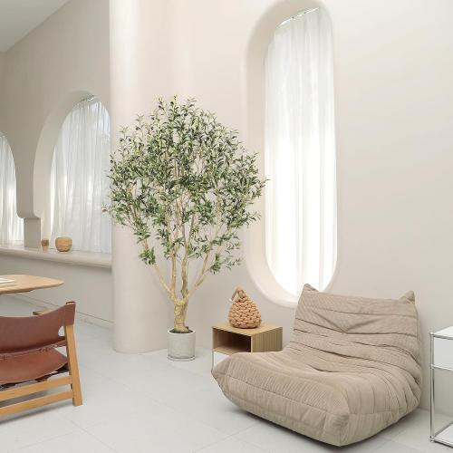 Realead Faux Olive Tree 7ft - Large Artificial Olive Tree Indoor with Realistic Leaves and Olives - Full and Grand Design Fake Olive Tree with Sturdy Base for Indoor Home Office Decor
