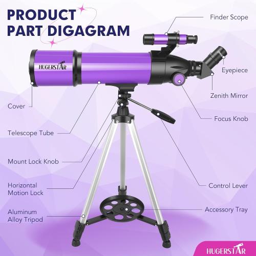 Telescope, Telescope for Adults & Kids & Astronomy Beginners, 80mm Aperture 600mm Portable Refractor Telescopes Fully Multi-Coated Optics with AZ Mount Tripod, Phone Adapter and Moon Filter‼️some accessories maybe missing‼️