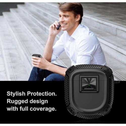 QC Ultra Case Shockproof Protective Cover Compatible with Bose QuietComfort Ultra Earbuds(2023) / Bose QuietComfort Earbuds II(2022) Case Cover with Safety Lock and Carabiner (Black) (Black)