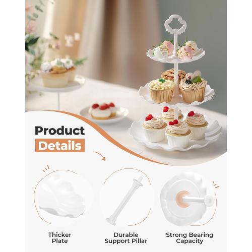 Kootek Dessert Cupcake Stand, 5pcs Dessert Table Display Set, 3 Tiered Cup Cake Holder Tower Stand Riser& Cookie Serving Trays for Wedding, Tea Party, Birthday, Baby Shower