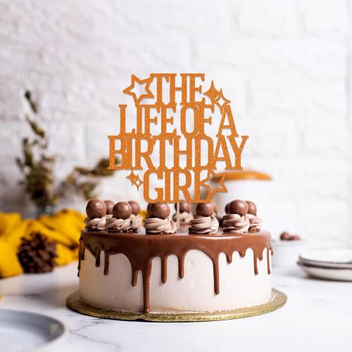 The Life of a Birthday Girl Cake Topper - Showgirl Birthday Party Decorations Showgirl Theme Bday Cake Decorations for Girls Orange Glitter