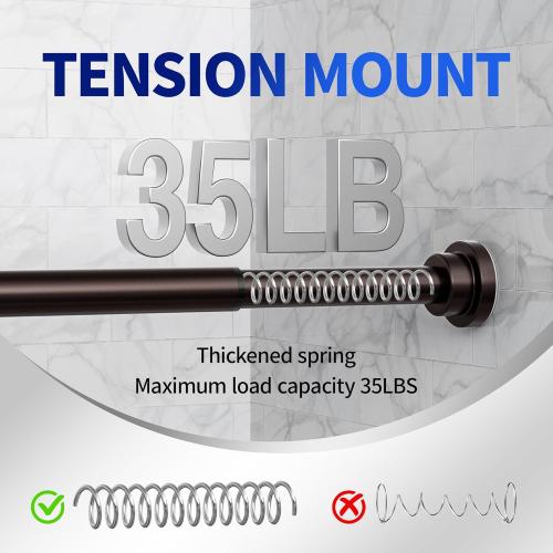 Mcrbeay Shower Curtain Rod, 1 Diameter Heavy Duty Tension Shower Rod | Adjustable 28-74 inch, Non Slip No Drill Spring Loaded Curtain Rod For Bathroom, Shower Stall, No Rust, Bronze