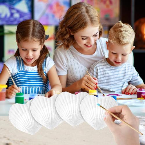 Thyle Natural Scallop Shells for Crafts 4 Inch White Heart Sea Shells for Summer DIY Craft Making Painting Cooking Summer Ocean Themed Party Supplies and Decoration(12 Pcs)