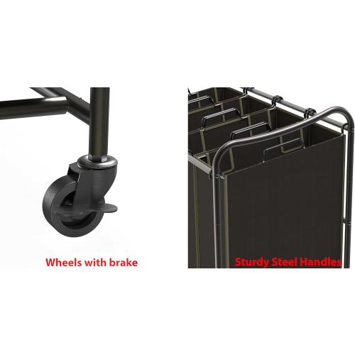 Simple Houseware 4-Bag Heavy Duty Laundry Sorter Rolling Cart, Brown