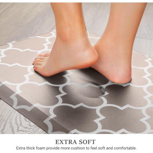 WISELIFE Kitchen Runner Rugs Anti-Fatigue mats,,Non Slip Waterproof Ergonomic Comfort Mat for Kitchen, Floor Home, Office, Sink, Laundry,Khaki