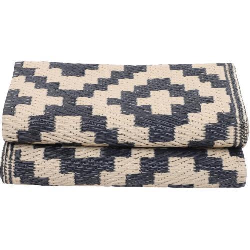 WFLNHB Outdoor Rug 4x6ft, Foldable Reversible Outdoor Plastic Straw Rug, Outdoor Carpet, Outside for Patio, Camp, Picnic, Balcony, Deck, Backyard, Black and Beige