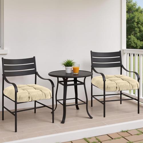 MTMR Outdoor Chair Cushions Set of 2, 19x19 Waterproof Wicker Seat Cushions for Patio Furniture, Thick Tufted Outdoor Replacement Furniture Pad for Porch Lawn Wicker Desk Dining Rocking Chair, Cream