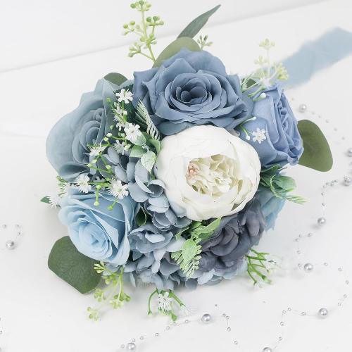 Wedding Bouquets for Bride - Artificial Bridal Bouquets Pre-Made Roses Flower Bouquets for Vintage Wedding or Centerpieces Decoration