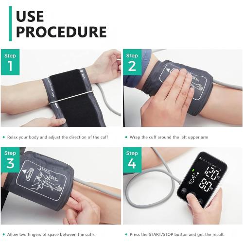Oklar Blood Pressure Monitor Upper Arm Monitors for Home Use BP Machine Sphygmomanometer with 2x120 Reading Memory Adjustable Arm Cuff 8.7-15.7 Large Display with LED Background Light Storage Bag