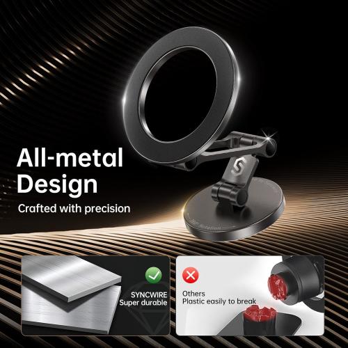 Syncwire Fits MagSafe Car Mount for Car Dash&Tesla Screen[All-Metal] Magnetic Phone Holder, [Flexible Three-axis]360° Rotation Car Mount Strong Magnets Car Phone Holder for iPhone 17 16 15 14 Pro Max