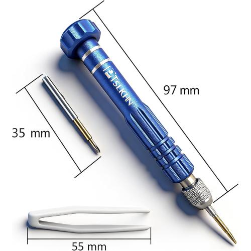 PTSLKHN Eye Glass Repairing Kit, S2 Steel Screwdriver with 15 Types of Screws, Precision Eyeglass Repair Tool Set (Blue 2in1-screws)