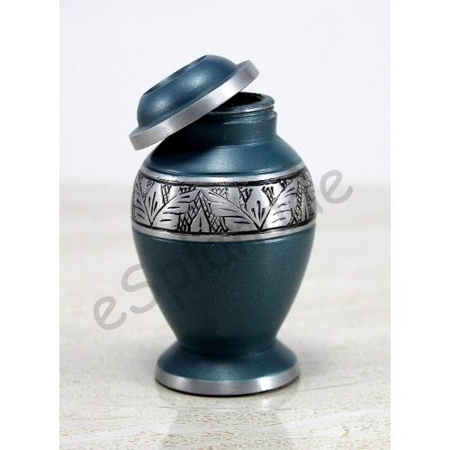 eSplanade Cremation Urn Memorials Container Jar Pot | Metal Urns | Burial Urn | Memorials Keepsake Urn (Grey Carved)