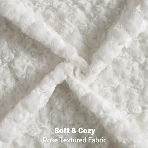 FUTEI Pack of 2 Rose Textured Throw Pillow Covers 16x16 Inch, Pure White