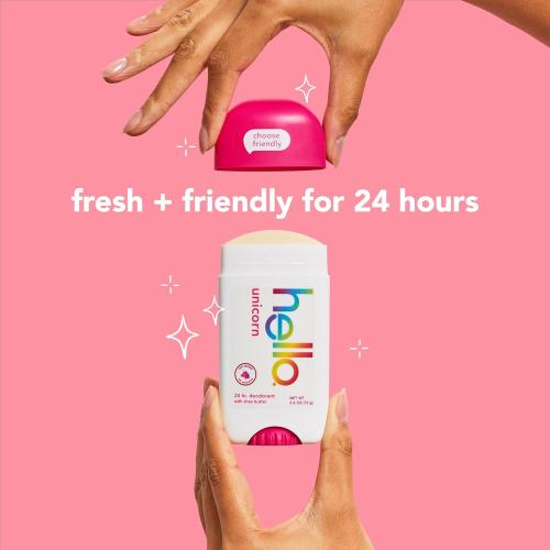 hello Unicorn Aluminum Free Deodorant for Women, Girls, Safe for Kids, Dermatologically tested, Natural Fragrance, 2 Pack
