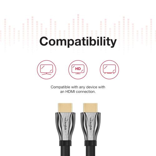 Rocketfish 8K Ultra High-Speed HDMI 2.1 Certified Cable - Premium Speed HDMI Cable Supports Dolby TrueHD & More - HDMI Certified Cable for Superior Resolution & Sound Quality - 25'