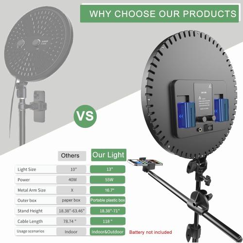Large Barber Light with72 inch Stand, 55W 6500K Full-Screen Selfie Light Ring, 360 Phone Holder,Remote Controller,Box,Black,There are for You to Choose from.(Black, 13)