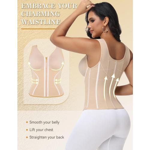 SHAPSHE Waist Trainer Corset for Women Tummy Control Workout Sport Girdle Hourglass Cincher Body Shaper Postpartum with Bra large