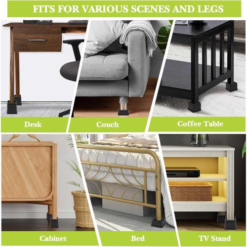 4 Pack Furniture Risers 2 Inch, Adjustable Bed Risers Heavy Duty for Table Desk Couch Chair Sofa Cabinet Bed Frame Dorm, Square Stackable Table Leg Risers Lift Height 2 or 4, Black