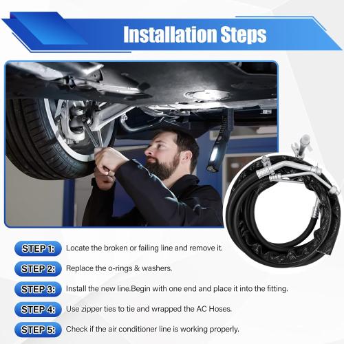 YSH34913 Rear AC Line Set Compatible With 2015-2020 Tahoe,Yukon,Escalade,High Pressure Auxiliary AC Hose Kit