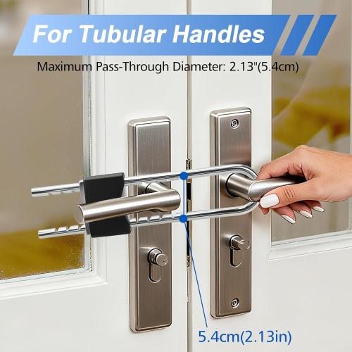 French Door Lock for Double Doors, Adjustable Double Door Lock for Home Security Prevent Kick Ins for Various Knob Width Door Security