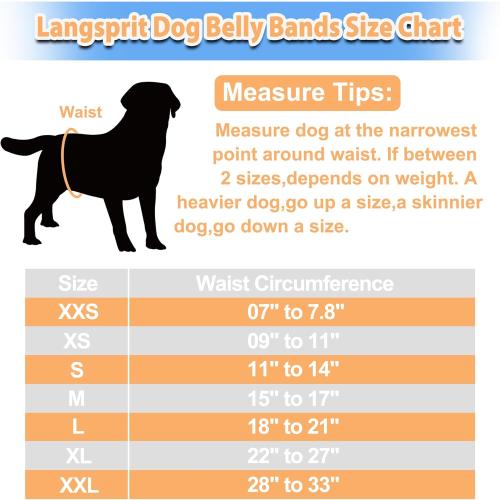 Langsprit Male Belly Bands for Dogs (Pack of 3) - High Absorbing Dog Wraps Male Washable - Reusable Small Doggy Doggie Puppy Dog Diapers M Size ColorZLH