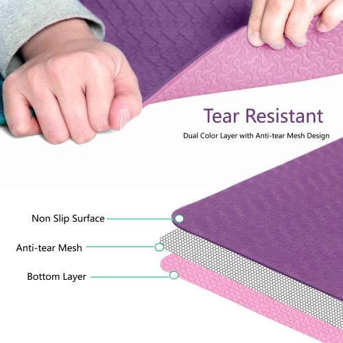 IUGA Yoga Mat Non Slip Anti-tear Pilates Mat Eco Friendly Hot Yoga Mats Thick for Workout & Exercise(72x 24x 6mm)